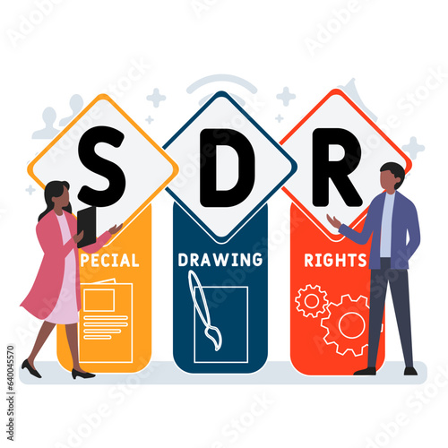 SDR - Special Drawing Rights acronym. business concept background. vector illustration concept with keywords and icons. lettering illustration with icons for web banner, flyer, landing