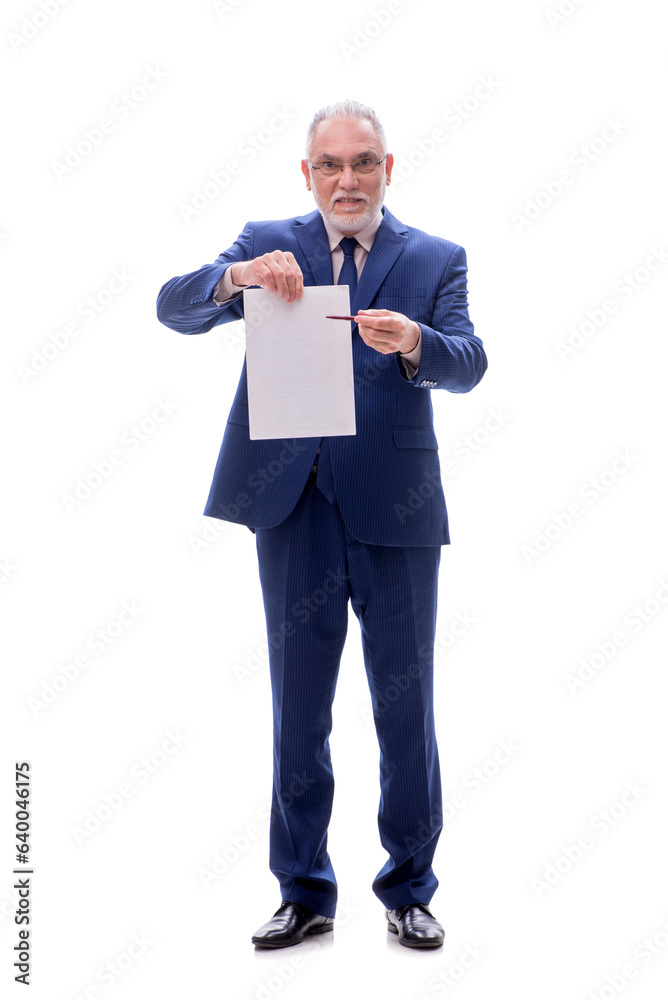 Old businessman isolated on white Old businessman isolated on white