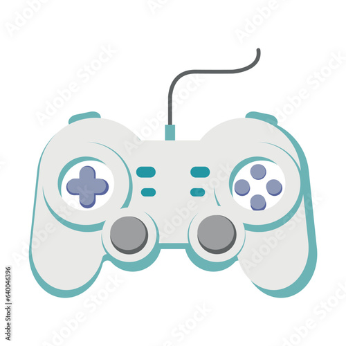 Wired controller for game console. Modern high tech electronic devices cartoon illustration. Technology and leisure concept. Colored flat vector isolated on white background