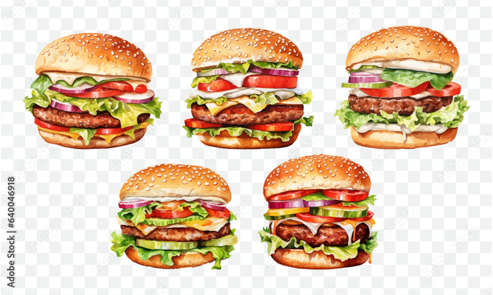 Burger in watercolor graphic element Burger in watercolor graphic element