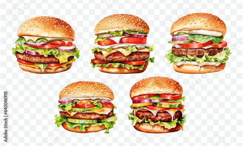 Burger in watercolor graphic element