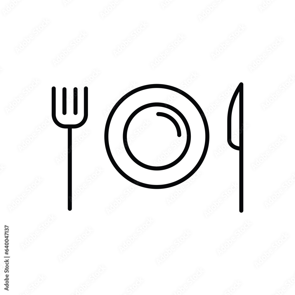 Dish, fork, knife line icon,Food symbol, logo illustration. flat icon on white background..eps Dish, fork, knife line icon,Food symbol, logo illustration. flat icon on white background..eps