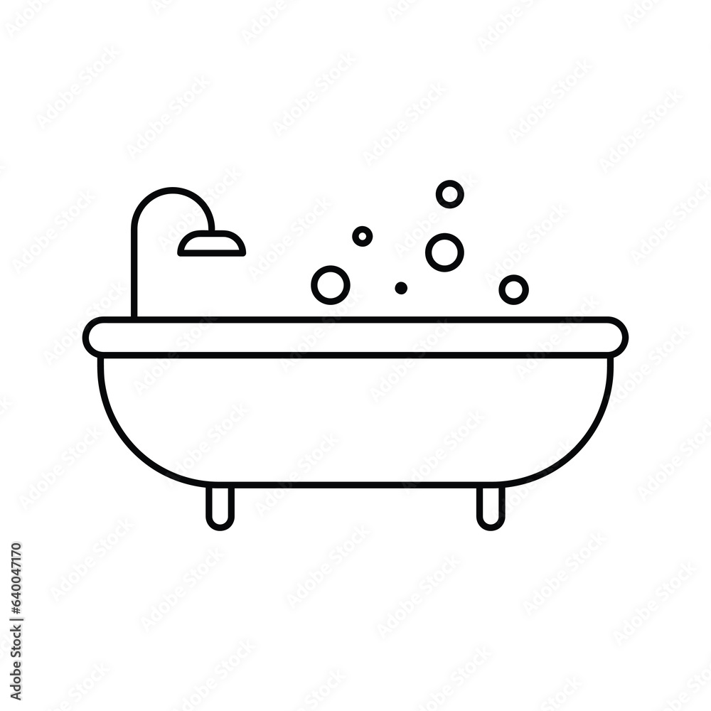 Bathtub icon vector, filled flat sign, solid illustration on white background..eps