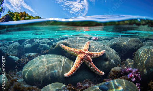 Starfish in a coral reef, rock pools