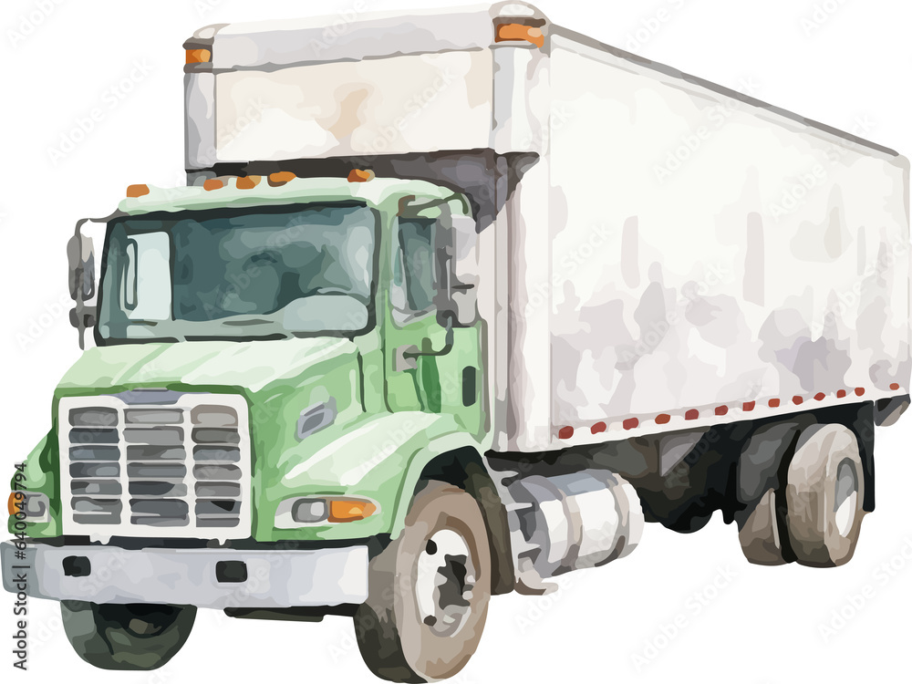 Box truck in watercolor drawing style Box truck in watercolor drawing style
