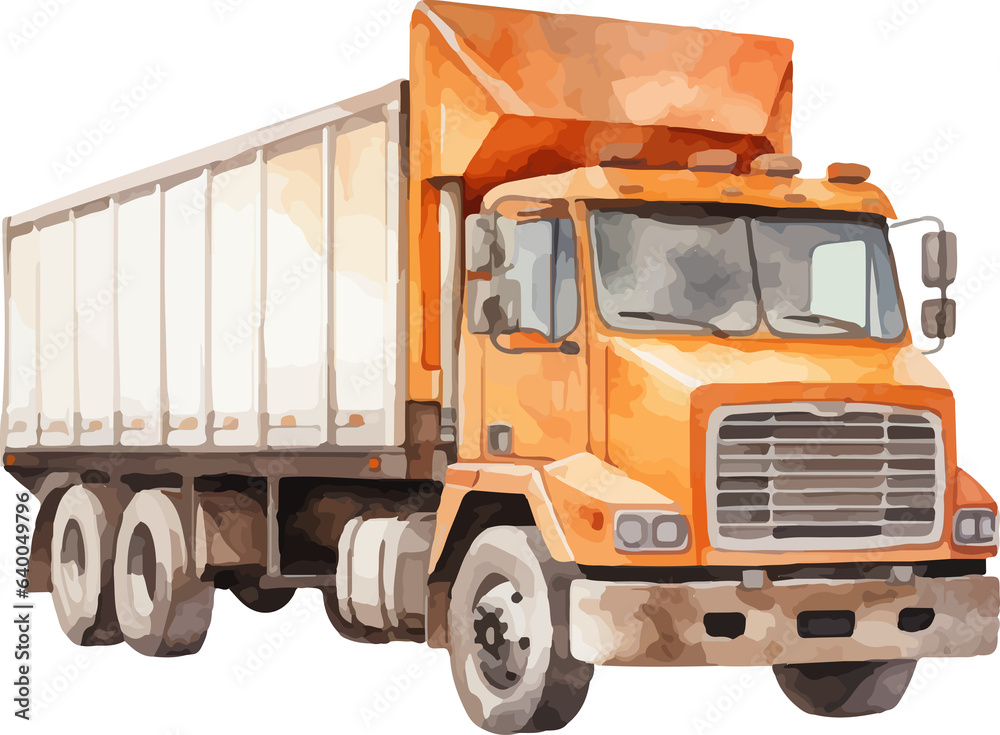 Box truck in watercolor drawing style Box truck in watercolor drawing style