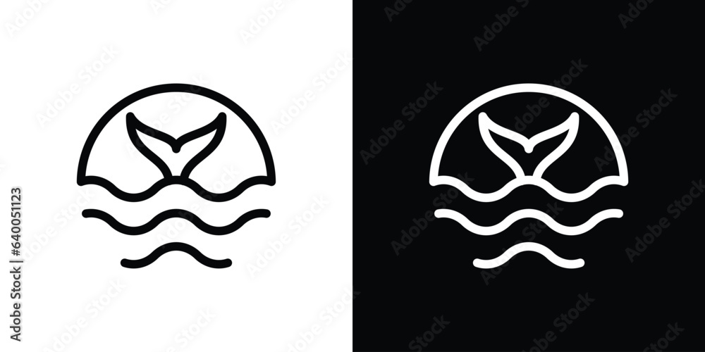 Whale at night logo design element created with line style Whale at night logo design element created with line style