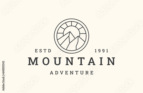 Mountain logo vector icon illustration hipster vintage retro