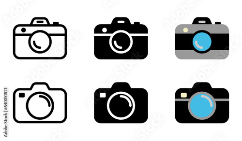 camera vector icon set, camera, photo, with various styles, editable