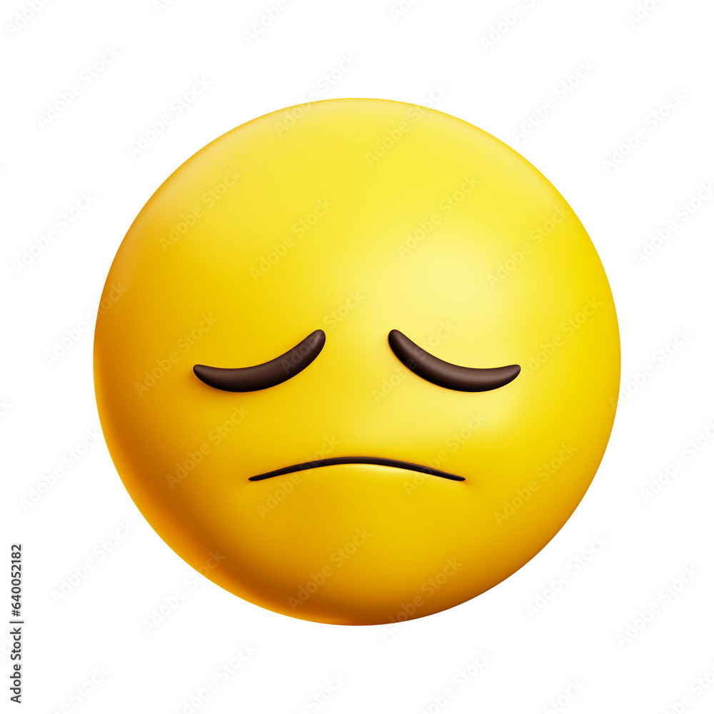 Fototapeta premium Sad, hopeless emoji, 3d style emoticon