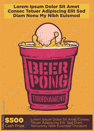 vintage style beer pong tournament poster template illustration
