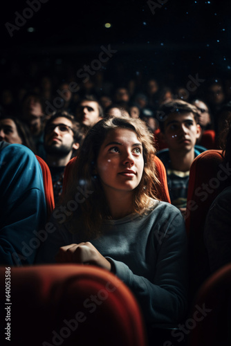 Captivated audience in a dimly lit cinema