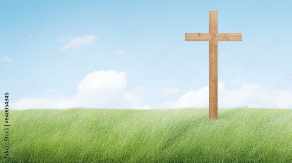Design template of cross on a green field Design template of cross on a green field