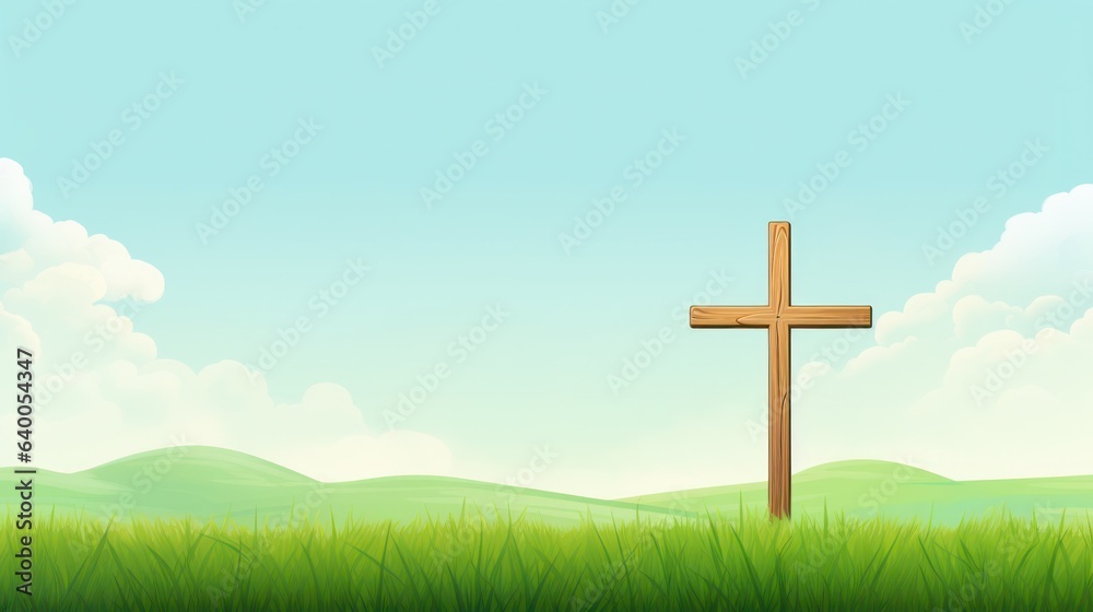 Design template of cross on a green field Design template of cross on a green field