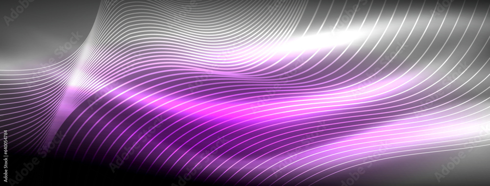 Glowing neon wave abstract background - vibrant, luminescent waves pulsate in a captivating and electrifying display