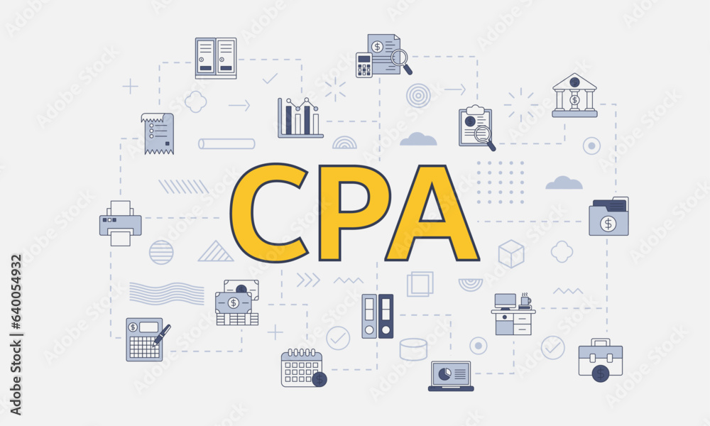 cpa certified public accountant concept with icon set with big word or text on center cpa certified public accountant concept with icon set with big word or text on center