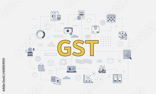gst goods and services tax concept with icon set with big word or text on center