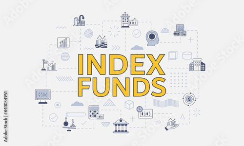 index funds concept with icon set with big word or text on center