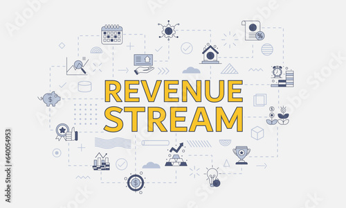 revenue streams concept with icon set with big word or text on center
