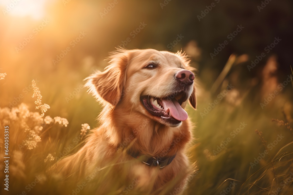 幸せそうな表情の犬