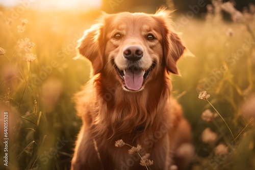 幸せそうな表情の犬