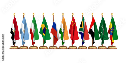 Set flags BRICS on white ba...