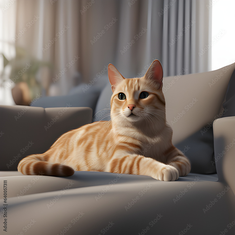 cat sitting on a sofa 8k 