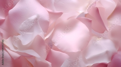 In selective focus a pile of light pink rose petals as background. For card  wedding background design. 
