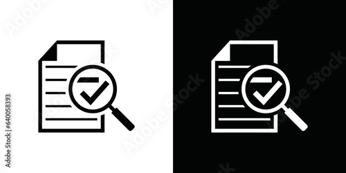 document review icon vector inspiration logo design, magnifying glass like check rate. control plan, service critique process verification and annual inspection concept. on a white and black backgroun