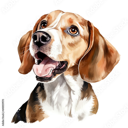 Hand Painted Beagle Dog Watercolor