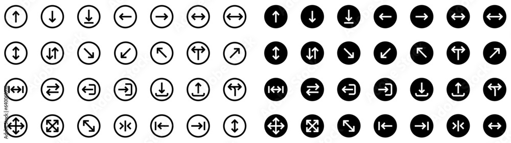 arrows icon set. style solid and line arrows icon set. style solid and line