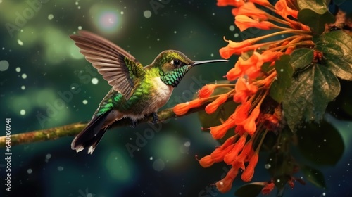 hummingbird feeding on flower © faiz