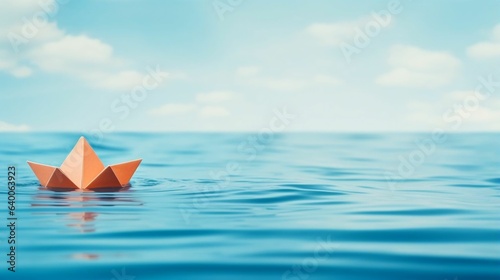 Whimsical paper boat copy space background  © Halim Karya Art