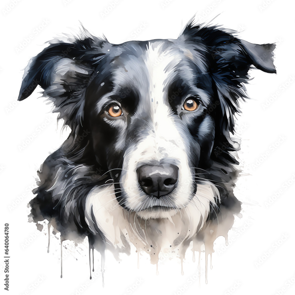 Hand Painted Border Collie Dog Watercolor