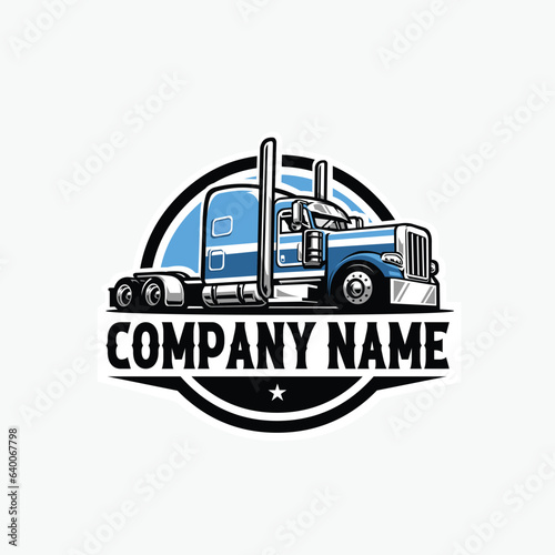 Trucking Company Circle Emblem Logo Template Set Vector Illustration Isolated in White Background