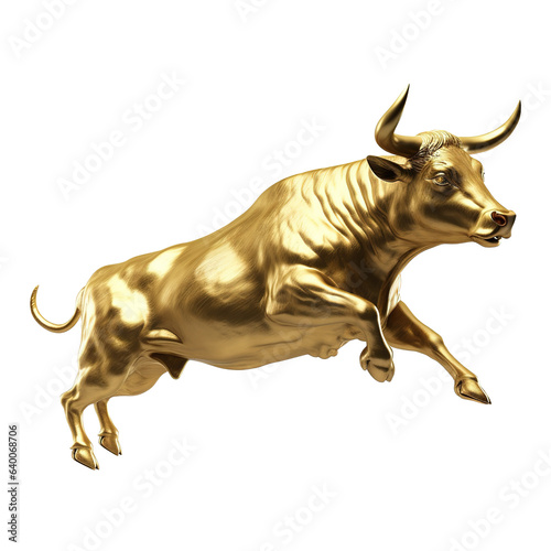 Gold bull on transparent background Generative AI © epicraw
