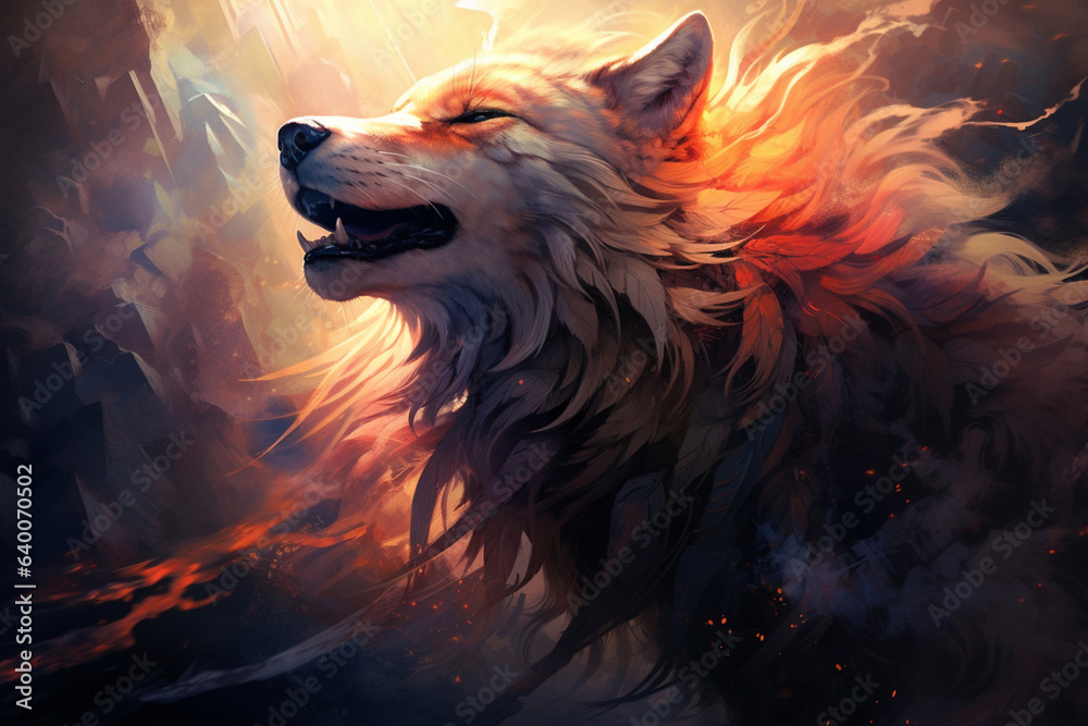 Naklejka premium wolf in the night