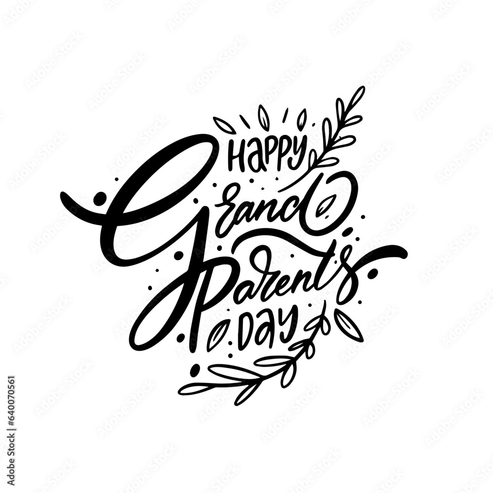 Holiday text Happy grandparents day. Black color modern calligraphy lettering phrase