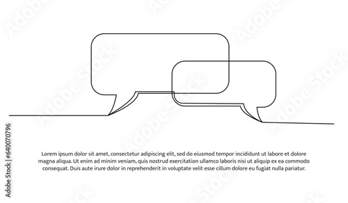 Speech bubble one continuous line design. Decorative elements drawn on a white background.