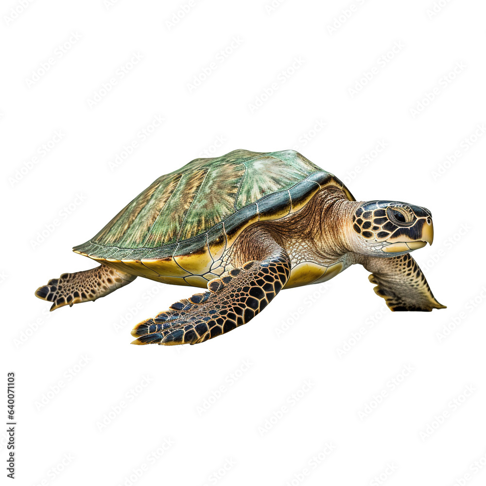 Obraz premium Sea turtle swimming on transparent background Generative AI