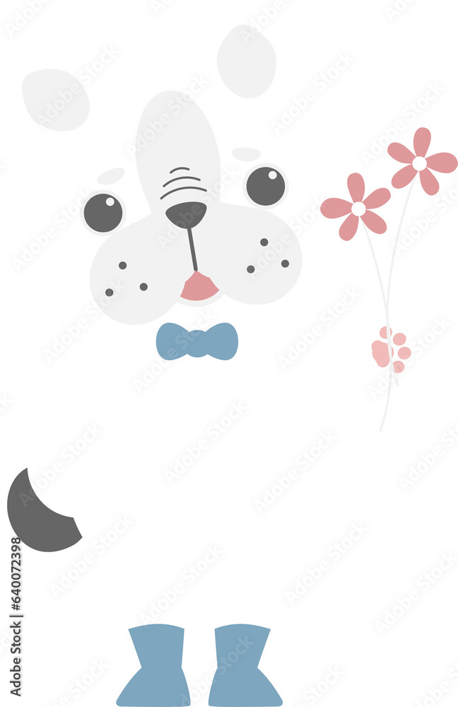 happy valentine's day with dog and flower, love concept, flat png transparent element character design happy valentine's day with dog and flower, love concept, flat png transparent element character design