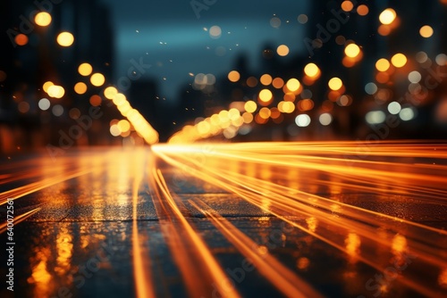 Bokeh Lights: Out of focus orange city or festive lights.  photo