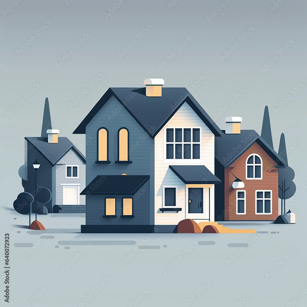 ai generated Illustration close up of the bungalow house - real estate ai generated Illustration close up of the bungalow house - real estate