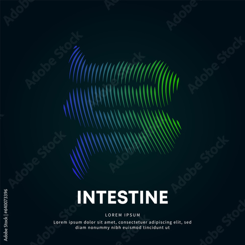 Human Intestine medical structure. Vector logo Intestines color silhouette on a dark background. Large Intestine logo vector template suitable for organization, company, or community. EPS 10