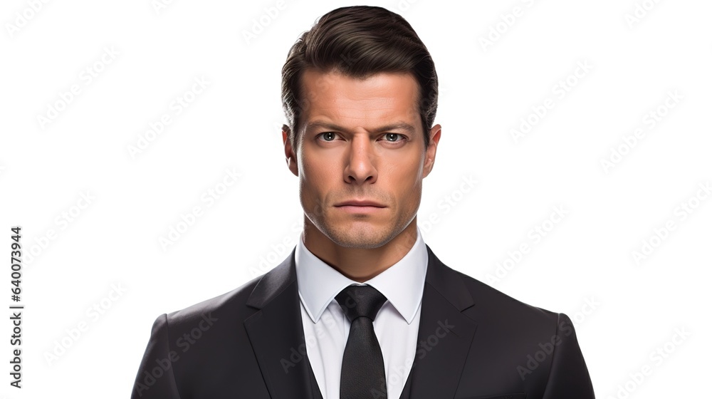 close-up of a businessman looking at the camera against a white background. close-up of a businessman looking at the camera against a white background.