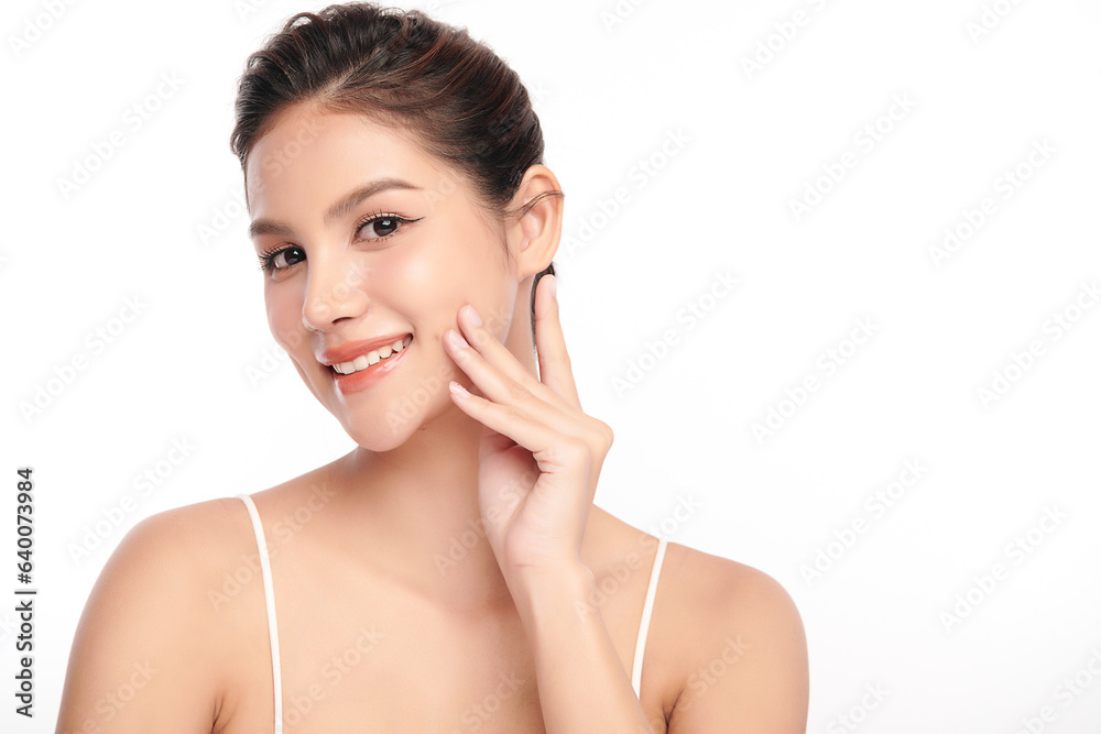 Beautiful young asian woman with clean fresh skin on white background, Face care, Facial treatment, Cosmetology, beauty and spa, Asian women portrait. Beautiful young asian woman with clean fresh skin on white background, Face care, Facial treatment, Cosmetology, beauty and spa, Asian women portrait.