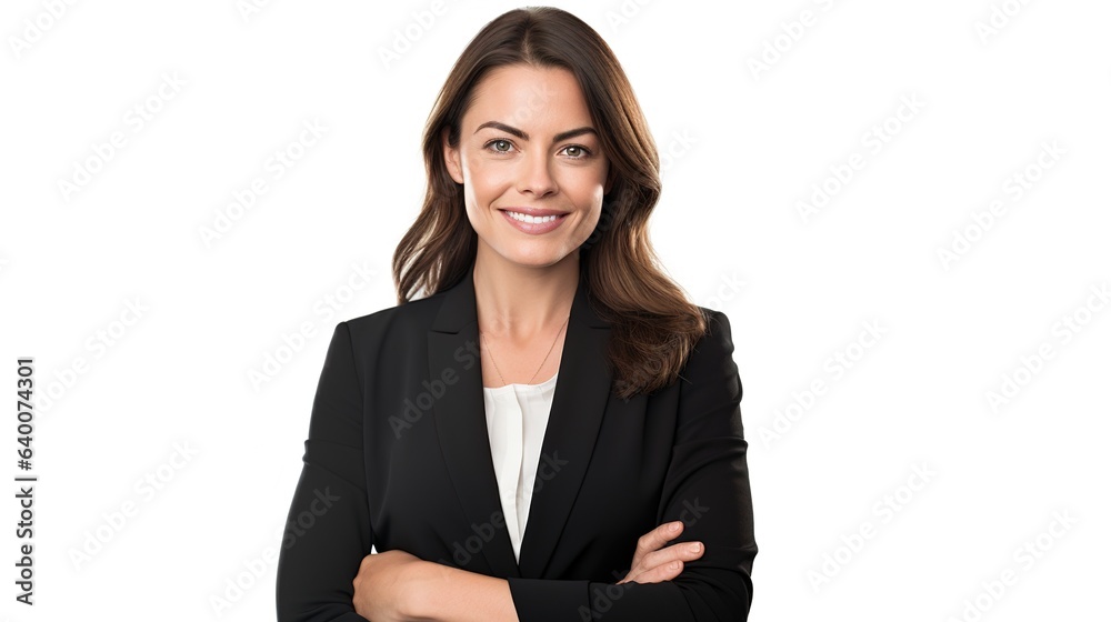 Portrait of young beautiful business woman isolated on white background, generative ai Portrait of young beautiful business woman isolated on white background, generative ai