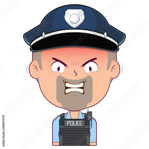 policeman angry face cartoon cute