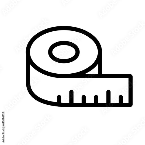 Measure line icon vector, measuring tape icon vector flat outline style isolated on white background.