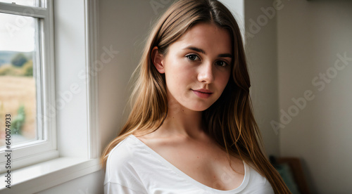 RAW photo of a 24 year old Welsh woman with casual clothes and messy hair